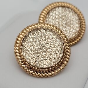 ✨2/$10✨ Crystal Round Earrings Retro Simple Gold-tone Studs